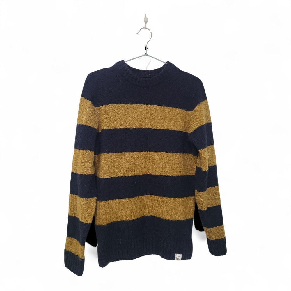Frank & Oak "The Nordique" Multi-Yarn Sweater - Striped Blue-Gold XS